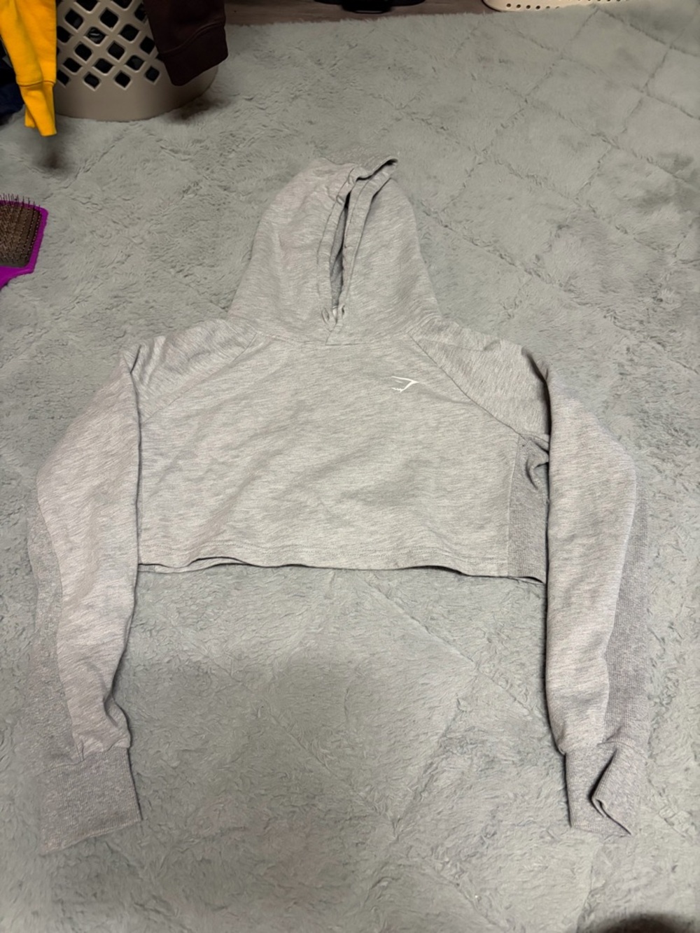 Gymshark Light Gray Hooded Sweatshirt with Logo Tag